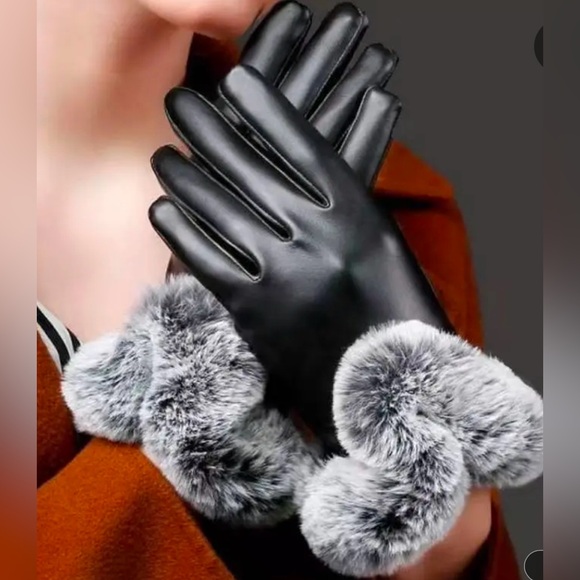 GLOVES NIP PU Leather, faux fur, fleece lined - Picture 1 of 4